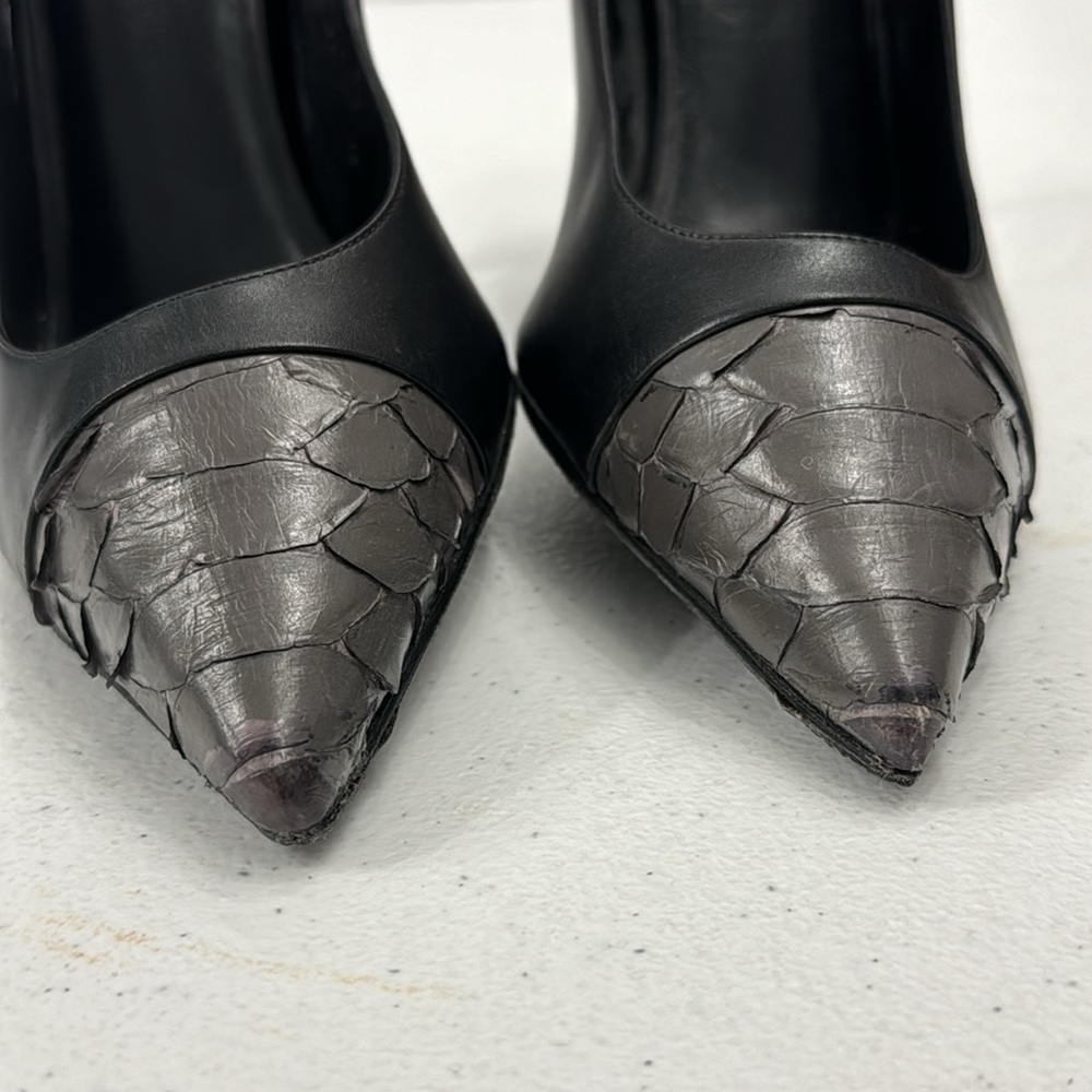 Saint Laurent Paris Janis Python Cap Pointy Pump … - image 3